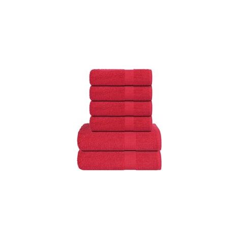Juego de 6 toallas FROGN rojas de 360 g/m² - Crezuo (1/4)