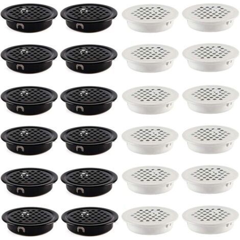 24 Pièces Grille de Ventilation 35mm Grille D'aération Trou Inox Placard Grille d'évacuation Ventilation Fond Rond en Maille Trou D'aération pour Armoire Meubles Noir et Blanc (1/5)