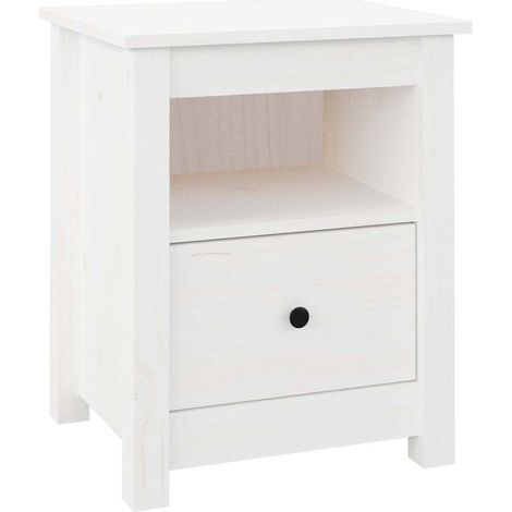 Maison Exclusive - Nachttisch Weiß 40x35x49 cm Massivholz Kiefer (1/5)