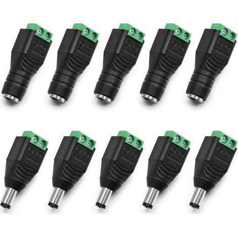 DC d'alimentation Connecteur DC 5,5mm x 2,1mm 12V 24V Prise d'alimentation bande LED DCTV Caméra de sécurité Câble Extrémités de fil Adaptateur de prise (1/5)