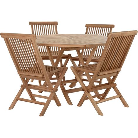 Table teck pour extérieur finition naturelle - Teck marron naturel (1/5)