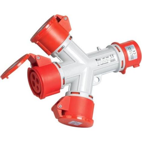 Spina adattatore triplo cee rosso 1405 rosi ip44 4poli 3p+e 380v 16a trifase