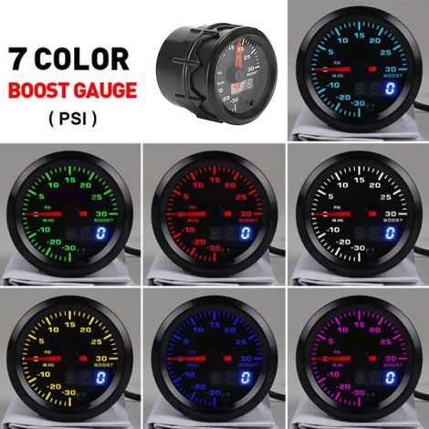 Set di strumenti per la modifica dell'auto con misuratore Turbo Boost LED da 52 mm/2 pollici a 7 colori (1/5)