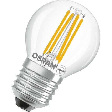 OSRAM Lampe LED Star Globe P40 Filament, 6 500 K blanc froid lumière du jour, 3,4 W, E27, transparente, 470 lm, pour luminaires de table et suspendus, 15 000 h (1/4)