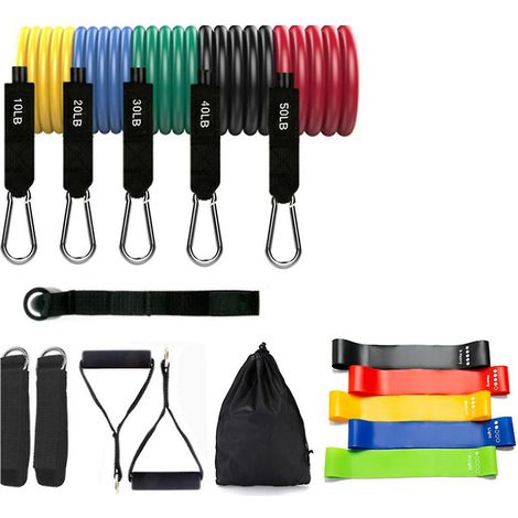 17 Pcs/set Latex Resistance Bands Fitness Training Exercise Yoga Tubes With Bag (1/5)