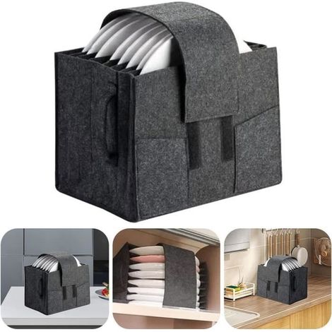 Rangement Assiette Pour Camping Car, Porte-Assiettes En Feutre, Rangement De Vaisselle, Pour 8 Assiettes, Protection De Vaisselle (1/4)