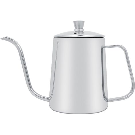 Eosnow Bouilloire à col de cygne, cafetière exquise portative moderne en acier inoxydable couleur argent longue pour la cuisine de café-boutique (1/5)