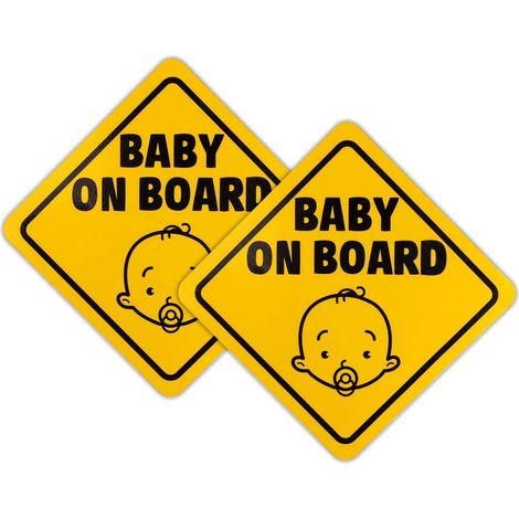 Lot de 2 autocollants magnétiques Bébé à bord réfléchissants pour voiture Réflecteurs de sécurité universels 12,5 x 12,5 cm Jaune Pour améliorer la visibilité (1/5)