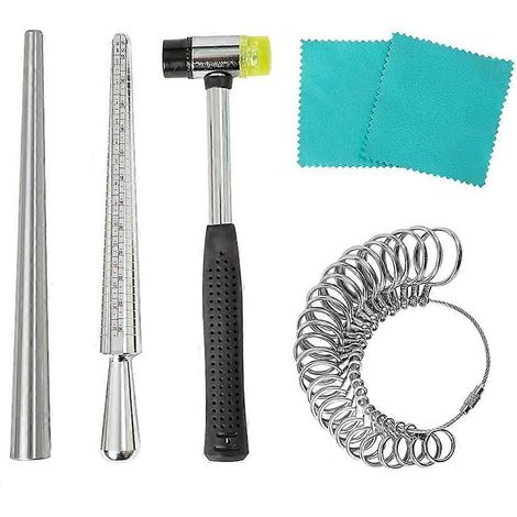 Ringgrößenmesser, Messwerkzeug, Ringdorn, Stahlringmesser, Gummihammer für Juweliere, Hammer, Fingermesswerkzeug (1/5)