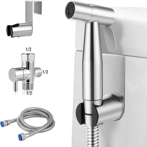 Portable Toilet Spray Gun – Adjustable Pressure Stainless Steel Kit, Brass Three-Way Valve (1/5)