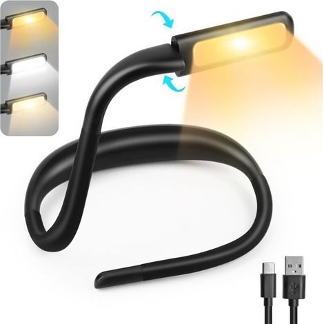 Liseuse Lampe de Lecture de Cou, Rechargeable 3 Couleurs Lampe Lecture au Lit LED Bras Pliables -Petite lampe protection des yeux (1/5)