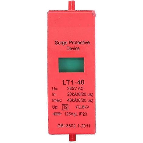 Parafoudre domestique 385V AC 40kA, parasurtenseur résidentiel, protection foudre surtension, dispositif parafoudre 40kA 385V, protection équipements électriques, paratonnerre secteur, module parafoud (1/5)