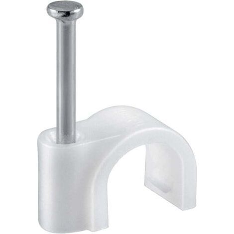 100pcs Round Cable Clip with Steel Nail, Size: 4mm, Cable Tie, for Fiber Optic Cable Management, Wire and Cable Ties for Home or Office, White (1/4)