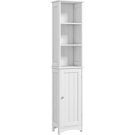 kleankin armario alto de baño columna auxiliar de baño con 3 compartimientos de almacenaje puerta y estantes ajustables para ducha aseo 34x23x165 cm (1/5)