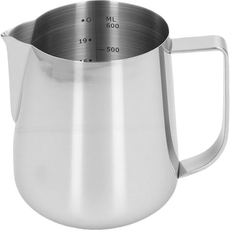 Pichet à mousser le lait 700 ml en acier inoxydable 304 avec bec verseur anti-gouttes, idéal pour la préparation de café mousseux. Couleur miroir. (1/5)