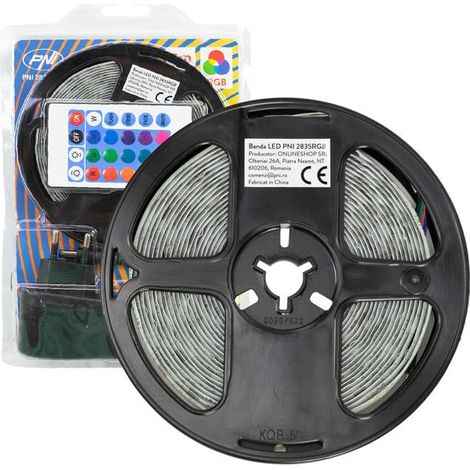 Bande LED - PNI - 2835RGB - 5 mètres - IP65 - Silicone - 270 LED - 12W (1/5)