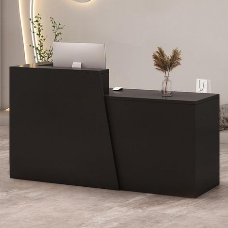 Empfangstheke mit Schublade und Fächern, 130cm, Schwarz/Schwarz Links (1/5)