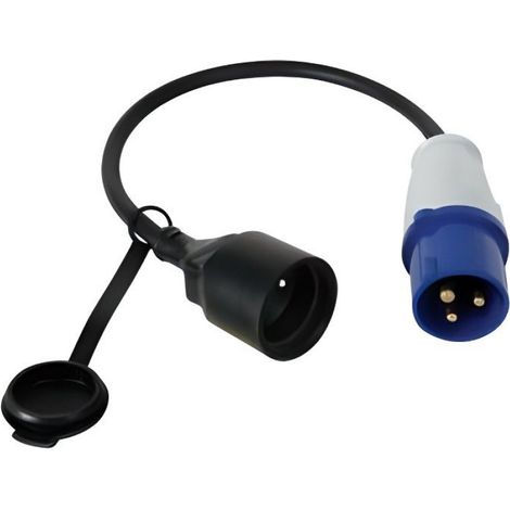 Adaptateur CEE P17 - Câble H07RN-F 3G2 5 - 40 cm - Pour Camping - 1 Pièce