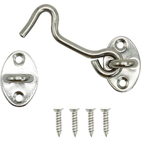Ösenhaken und -bolzen für Türschlösser – Geräuschlose Fensterhalterung – Edelstahl – 75 mm – Silber (1/4)