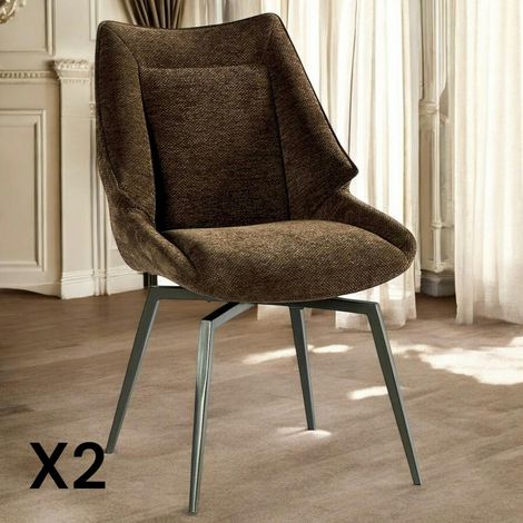 Chaise design tissu microfibre chocolat (lot de 2) IENA (1/4)