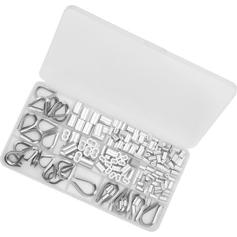 Assortiment d'accessoires pour manchons de sertissage en acier inoxydable et cosses à sertir pour câbles métalliques (1/5)