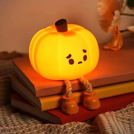 LED-Kürbis-Nachtlicht, Kinder-Nachttischlampe, lustiges Halloween-Nachtlicht, Büro- und Schlafzimmerdekoration, wiederaufladbar und mit Touch-Steuerung (1/5)