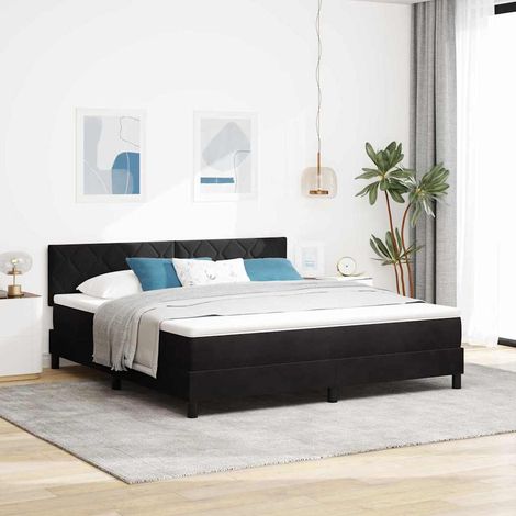 LED Boxspringbett mit Matratze Schwarz 180 x 200 cm Samt (1/5)