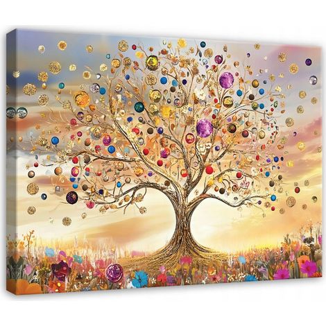 tableau arbre de vie abstrait pour salon chambre cuisine sur toile 120x80