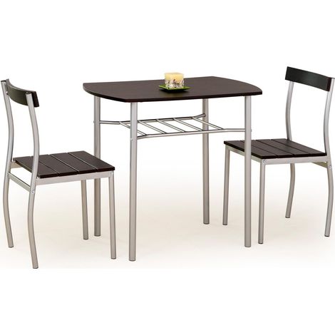 Conjunto de mesas y sillas para comedor Houston 127, Wengué, 75x50x82cm, Diámetro: 0, Número de asientos: 2, Estilo: Contemporary