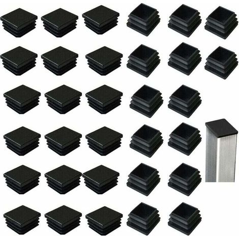 - 32 tacos cuadrados de plástico negro (40 x 40 mm) para productos metálicos, sillas, sofás y mesas (NPTERBL) -Crezuo