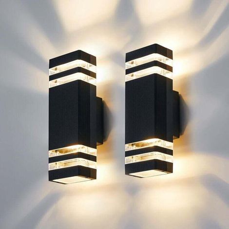 LED Outdoor Wall Lights, Set of 2 - Modern Outdoor Lighting, Waterproof Outdoor Wall Lamp, 3000K Up/Down Outdoor Wall Lighting, Black (1/4)