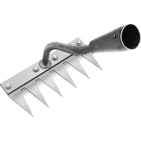 Multifunktionaler Metall-Unkrautrechen, 6-zinkiger Gartenrechen, tragbarer Gartenrechen zum Jäten, Jäten, Lockern und Säen (Stiel nicht enthalten), 6 Zinken