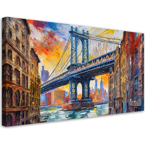 Wandbild für das Wohnzimmer Brücke New York Impressionismus 100x50 cm (1/5)