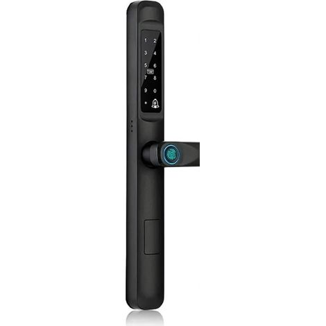 Serrure de porte intelligente Serrure De Porte Électronique Intellinte, Étanche, Avec Empreintes Digitales, Application WIFI TUYA, RFID, Code De Carte RFID, Sans Clé, Coulissante En Aluminium/verre ( (1/5)
