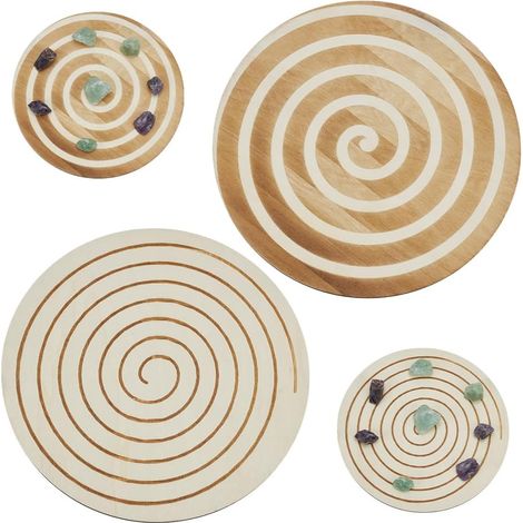 Lot de 2 grilles rondes en bois de 24,9 cm pour guérison, cerf, cerf, cerf, chakra, autel, yoga, méditation, sorcellerie, reiki, décoration rituelle (1/5)