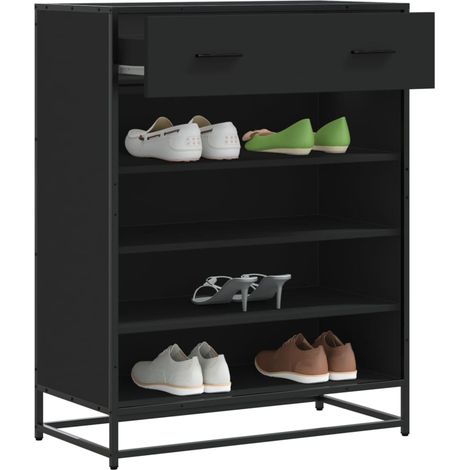 Schuhschrank Schwarz 75x38x97,5 cm Holzwerkstoff Metall