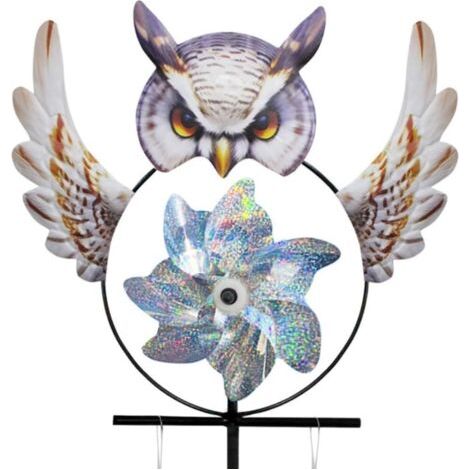 Owl Driver Bird moulin à vent plancher balancier, jardin patio artisanat en fer, outdoor Ground plug decor (1/5)