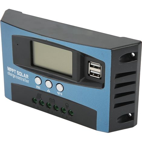 Régulateur de charge solaire régulateur panneau solaire 50A écran LCD 2 ports USB protection surintensité auto-adaptation 12V 24V (1/5)