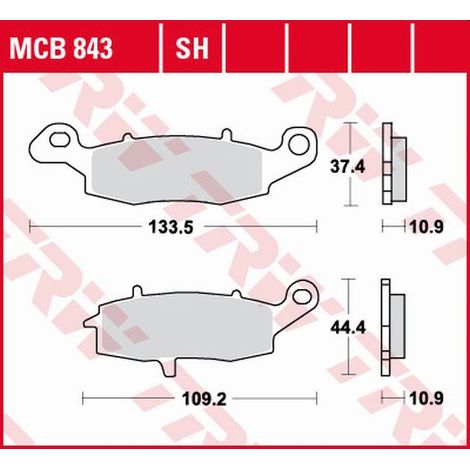 Pastillas de freno TRW ZF KH231/2 sinter street para Kawasaki VN 900 06-17, VN 1500 98-03, VN 1600 03-08, VN 1700 09-17, VN 2000 04-10, Suzuki VZ 1500 09-13, VL 1500 13-17, VZ 1600 04-05, TRASERAS