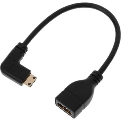 Câble HDMI Mini USB Mâle à HDMI Femelle Angle Droit 90 Degrés (1/4)