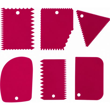 Racloirs et spatules de pâtisserie, set de 6 pièces, fuchsia