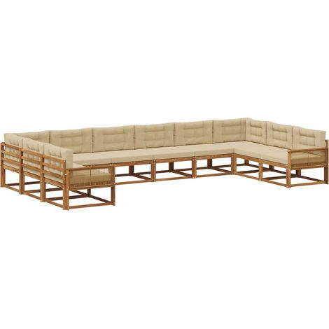 Outdoor Sofa Set with Cushion 10 pcs Natural and Beige vidaXL (1/5)