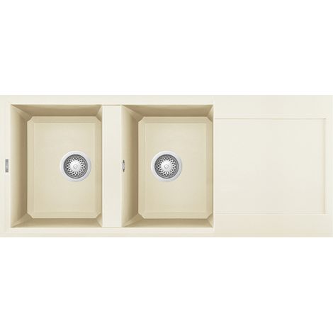 Lavello Elleci Incasso 2 vasche 116x50 Easy 500 Granitek Bianco Antico LGY50062