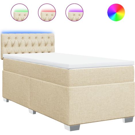 Maison Exclusive - Giroletto a Molle con Materasso Crema 90x200 cm inTessuto (1/5)