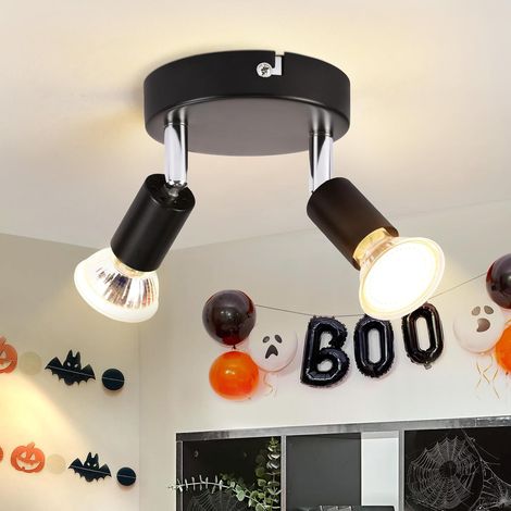ZMH Spot de Plafond LED GU10 Lampe de Cuisine - Plafonnier Noir 2 Ampoules Lampe de Chambre Ronde Lampe de Couloir Moderne 350° Spots de Plafonnier pour Cuisines Couloir Chambre Salon - Sans Ampoule (1/5)