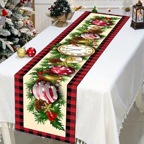 Chemin de table de Noël mignon à motifs de dessins animés, idéal pour les fêtes et restaurants - Fabricant : ZQ-9 - 180 x 30 cm