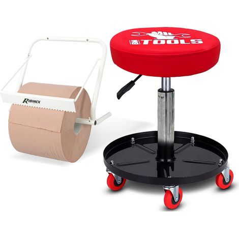 Tabouret Mécanicien BM TOOLS BMT-STOOL siège pivotant Hauteur réglable, roulettes / Supports OUTILS avec Distributeur de papier