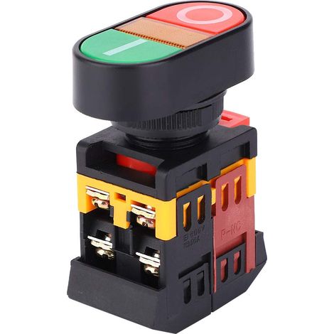 Interrupteur à Bouton Poussoir Double Marche Arrêt 22 mm avec Lumière LED Momentané NO NC pour Tableau Électrique et Automatisation Industrielle (1/5)