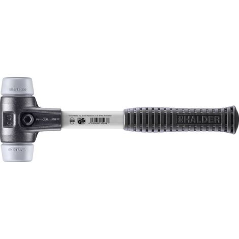 HALDER SIMPLEX Schonhammer Ø 40 mm TPE-mid grau mit verstärkem Tempergussgehäuse und Fiberglasstiel