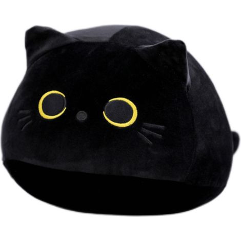 Coussin chat noir en peluche, longueur 40 cm avec queue, style cartoon (1/5)